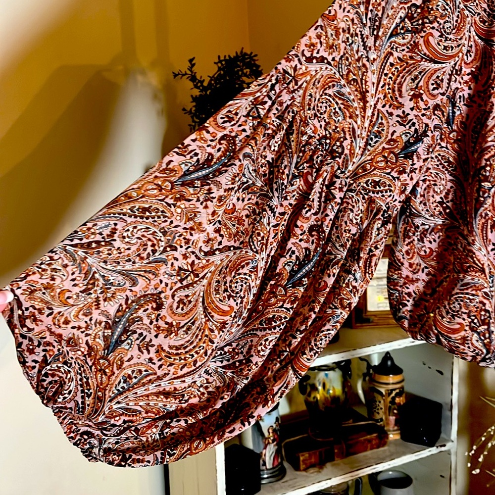 💙Rachel Zoe Multicolored Cuffed Sleeve Crop Blouse - Picture 5 of 5